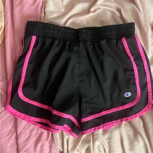 Champion Women's Black and Pink Athletic Shorts